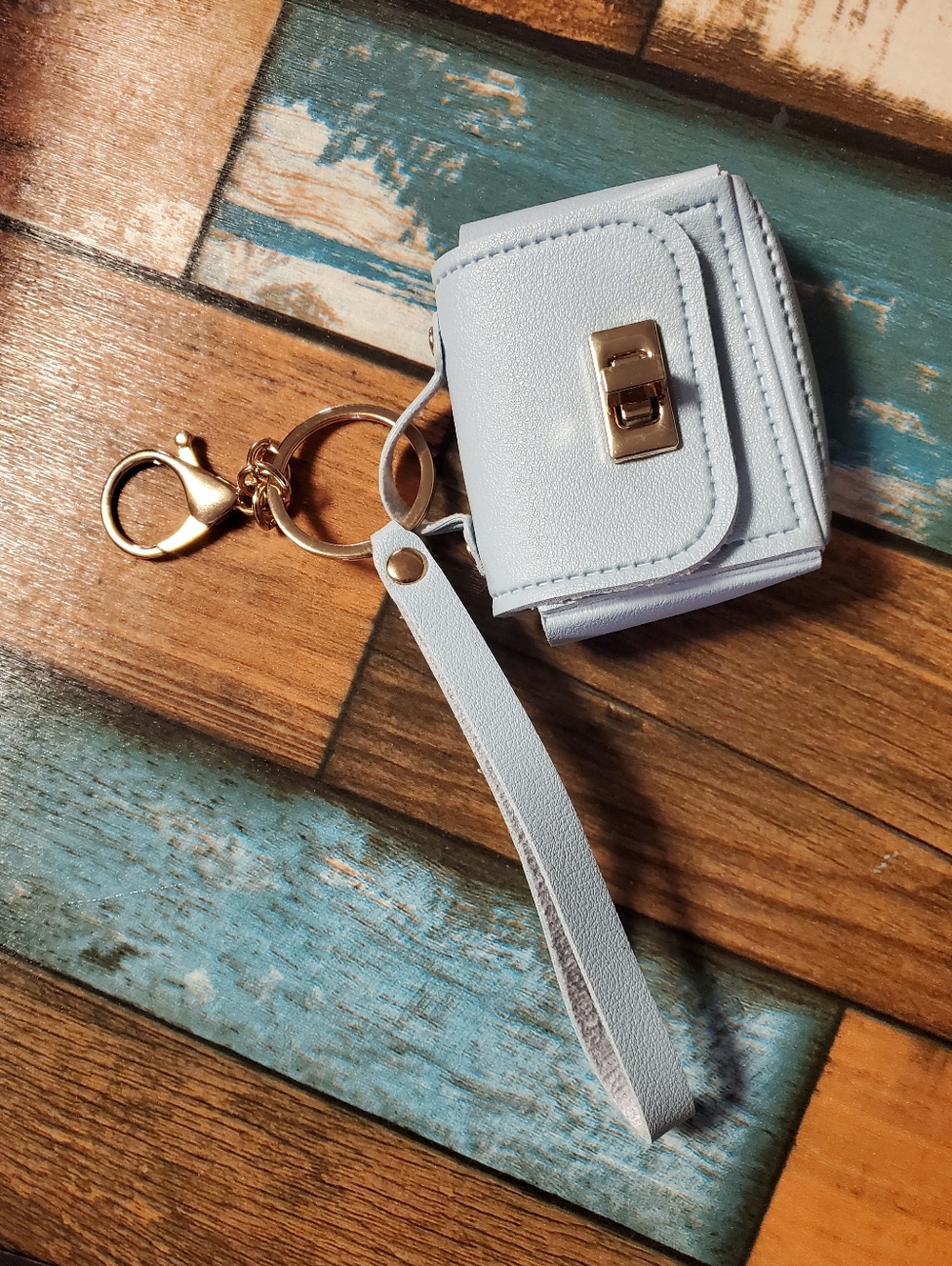 B2G1F Light Blue Mini Purse Wristlet Keychain